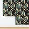 Art Deco Leaves Botanical Geometric 1920S Arches Abstract Weathered Faux Distressing Vintage Antique Retro Black And Green Custom Removable Wallpaper by Spoonflower Peel & Stick Wallpaper 2FT Wide